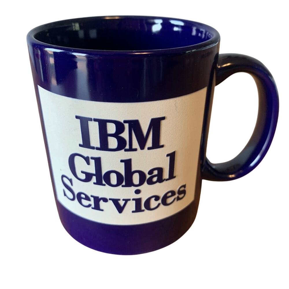 IBM Global Services Coffee Mug Cup Technology Computer Tech Blue Ceramic 3D